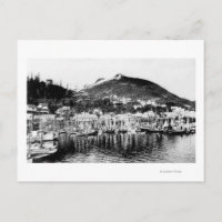 Flotte de pêche et montagne du Cerf à Ketchikan