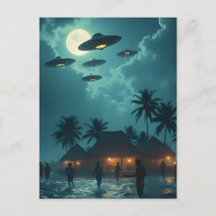 Carte Postale Flotte d'invasion d'ovnis tropicaux Aliens de la p