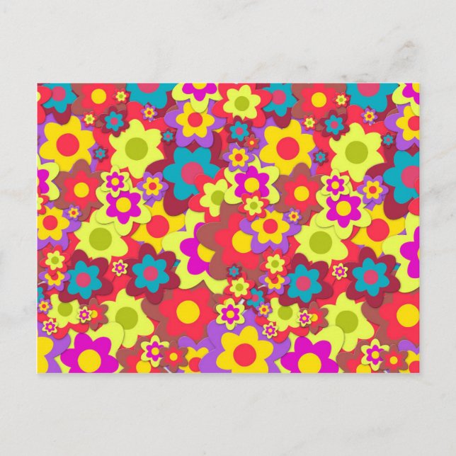 Carte Postale Flower Power 60s hippy (Devant)