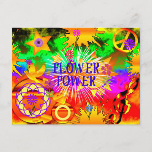 Carte Postale Flower Power - Motif Coloré des Années 1960