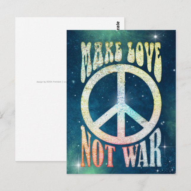 Carte Postale Flower Power Paix - Faites l'amour pas la guerre 1 (Devant / Derrière)