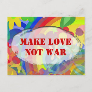 Carte Postale Flower Power & votre texte, FAITES DE L'AMOUR PAS 
