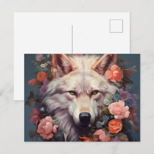 Carte Postale Flowers and the wolf