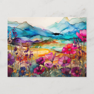 Carte Postale flowers in a mountain landscape amazing colors