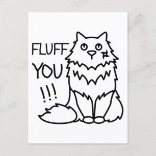 Carte Postale Fluff you - Funny Minimal mignon Chat noir et blan