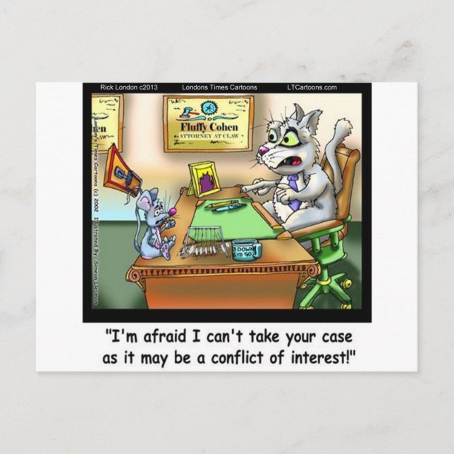 Carte Postale Fluffy Cohen Atty @Claw Funny Chat et avocat (Devant)