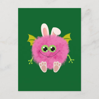 Carte Postale Fluffy little pink rabbit monster