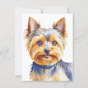 Carte Postale Fluffy Yorkshire Terrier Soft and Gentle Dog Art