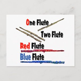Carte Postale Flûte bleue rouge