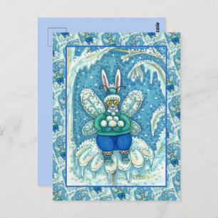 CARTE POSTALE FLUTTERBUN HIVER WONDERLAND, FUNNY BUNNY RABBIT