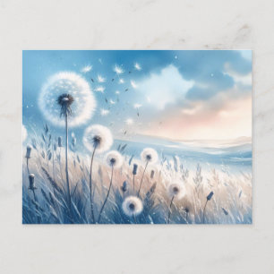 Carte Postale Flux de Dandelion Whimsical dans le vent