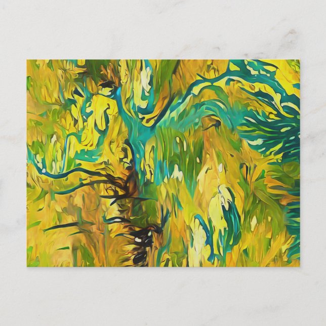 Carte Postale Flux et herbe en peinture printanière (Devant)