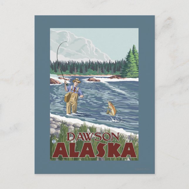 Carte Postale Fly Fisherman - Dawson, Alaska (Devant)