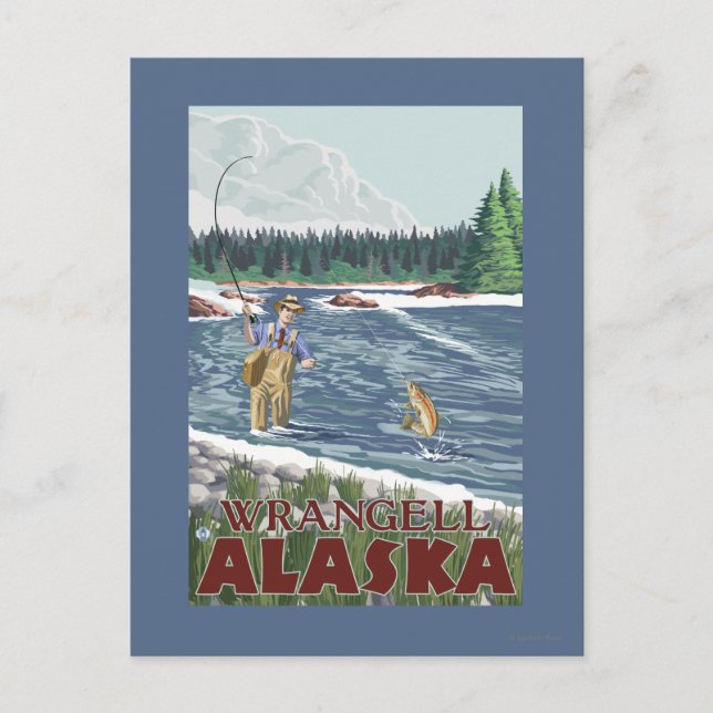 Carte Postale Fly Fisherman - Wrangell, Alaska (Devant)