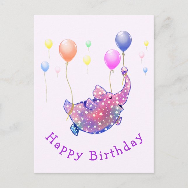 Carte Postale Flying Elephant Funny Birthday Card (Devant)