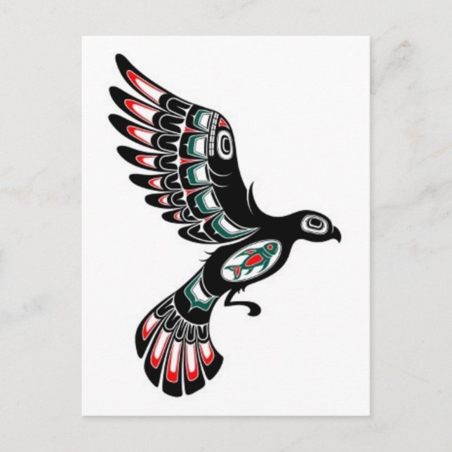 Carte Postale Flying Red and Black Haida Spirit Bird, blanc (Devant)