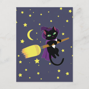 Carte Postale Flying Witch Cat