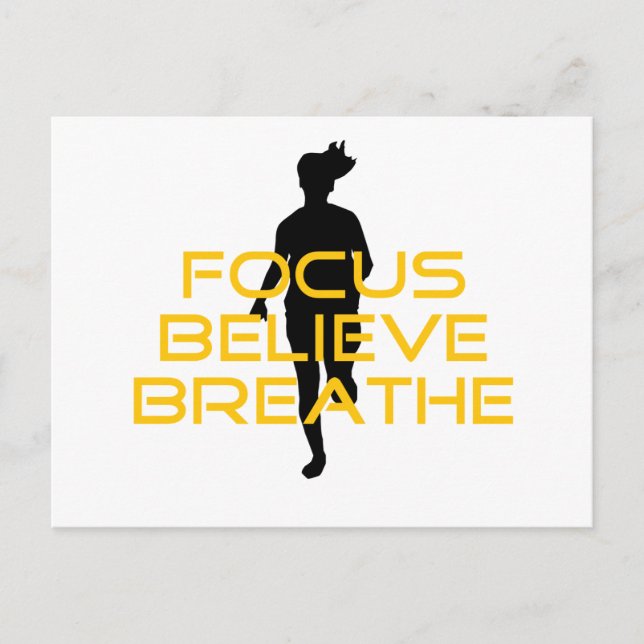 Carte Postale Focus Croire Respirer Jaune Courir Fitness (Devant)