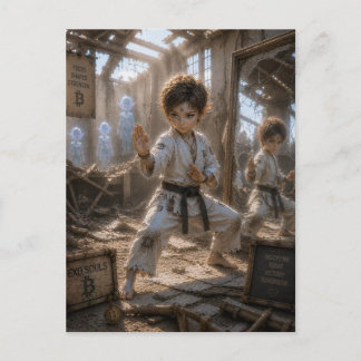 Carte Postale Focus / Petit Maître d'Arts Martiaux / Dojo Détrui