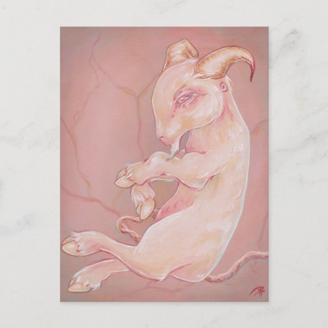 Carte Postale Foetus de chèvre oddité déplaisante gothique faibl (Devant)