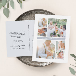 Carte Postale Fog Grey Stripe   Mariage Remerciement Collage Pho