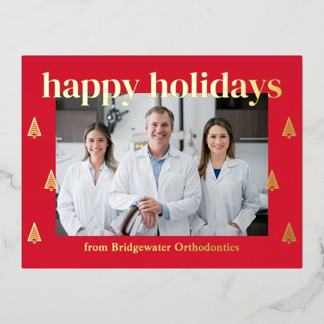 Carte postale FOIL Business Holiday Arbres Moderne (Recto)