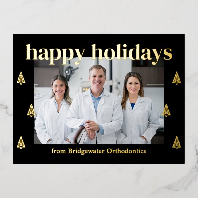 Carte postale FOIL Business Holiday Arbres Moderne (Recto)
