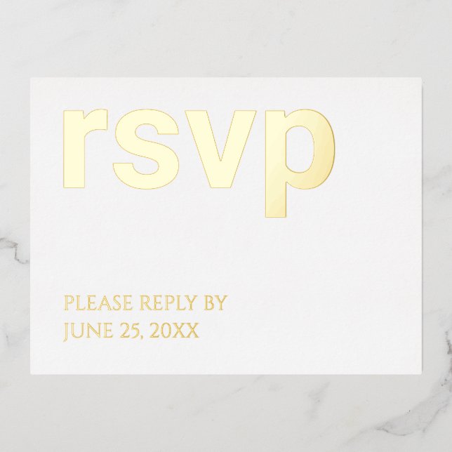Carte postale Foil RSVP Simple et élégant (Recto)