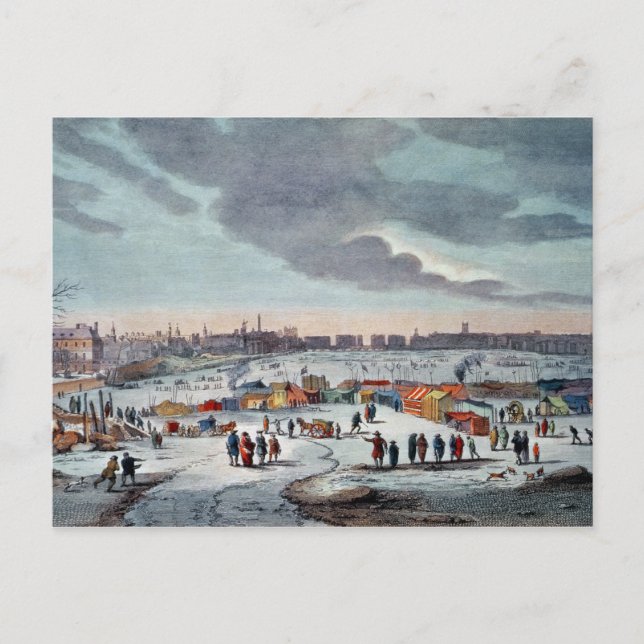 Carte Postale Foire du gel sur la Tamise près du temple (Devant)