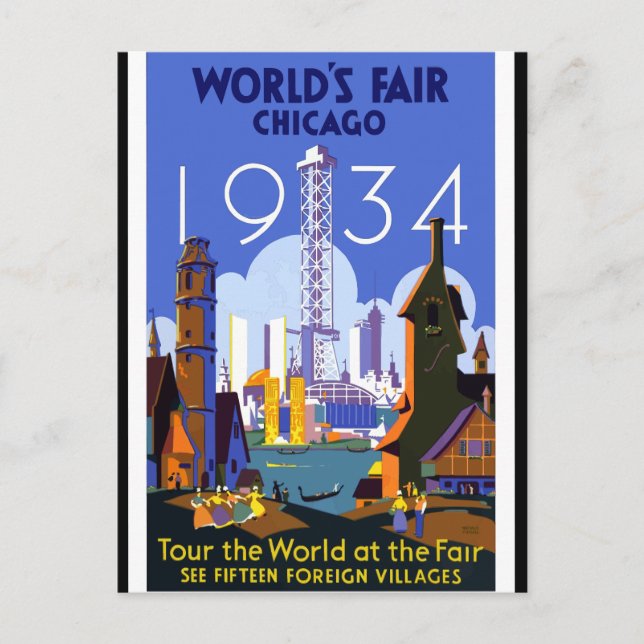 Carte Postale Foire mondiale de Chicago 1934 (Devant)