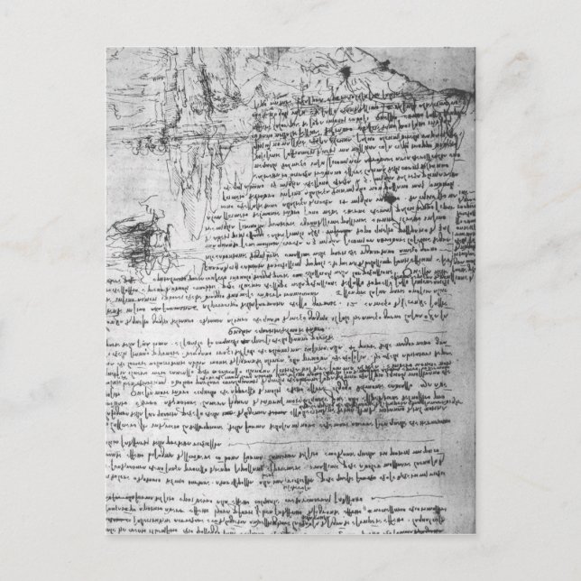 Carte Postale Fol.145v-b, page du carnet de Da Vinci (Devant)