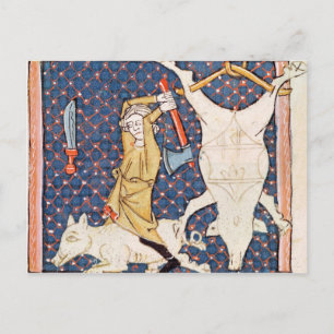 Carte Postale Fol.59v Décembre : Abattage des porcs