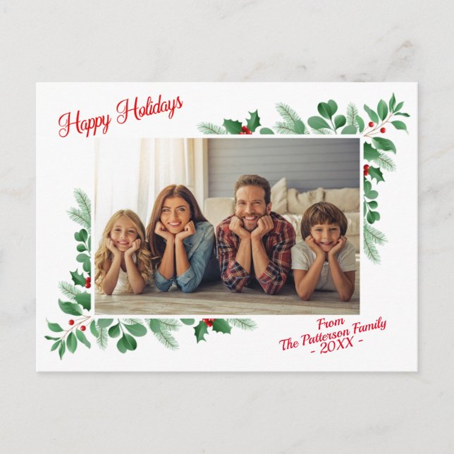 Carte Postale Foliage d'hiver moderne Joyeux vacances photo (Devant)