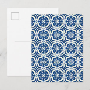 Carte Postale Fond à motif bleu et blanc