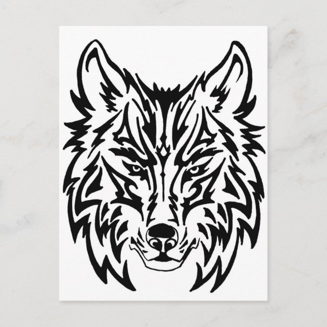 Carte Postale FondBlancTribalWolf (Devant)