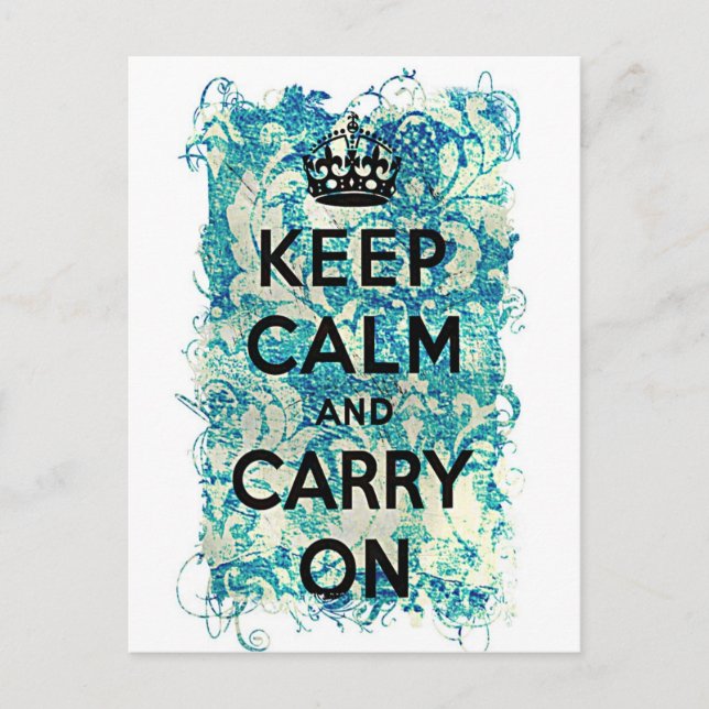 Carte Postale Fonds d'écran Grunge Damassé Keep Calm and Carry O (Devant)