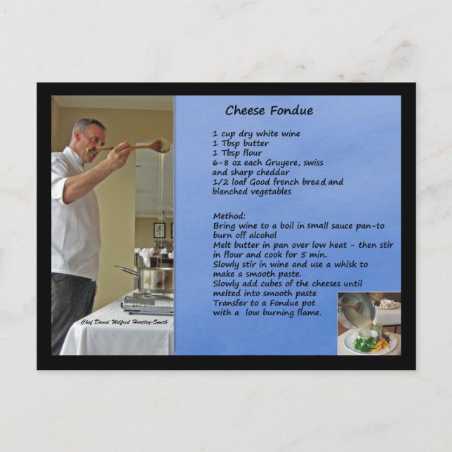 Carte Postale Fondue au fromage Fondue à la recette (Devant)