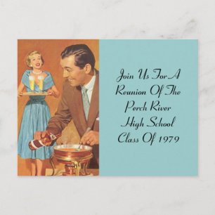 Carte Postale Fondue Parti Rétro Classe Vintage Ré