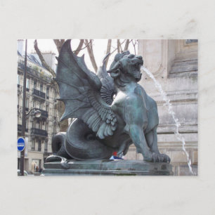 Carte Postale Fontaine à Paris près de Notre Dame