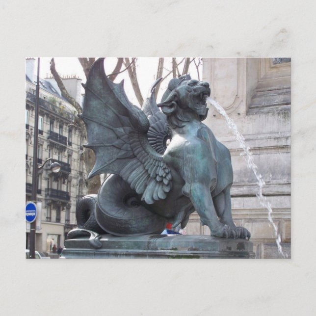 Carte Postale Fontaine à Paris près de Notre Dame (Devant)