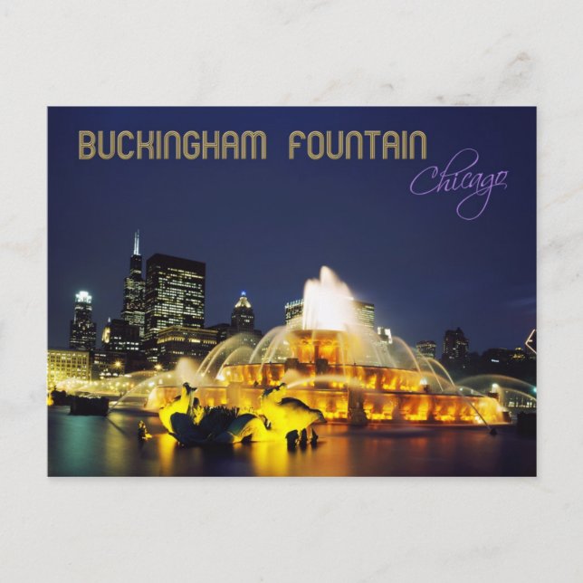 Carte Postale Fontaine de Buckingham illuminée, Chicago (Devant)