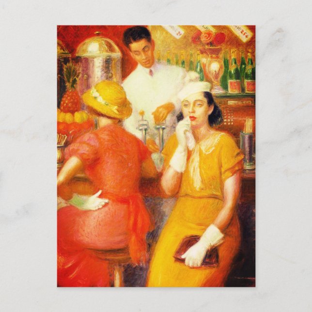 Carte Postale Fontaine de Soda - William Glackens (1935) (Devant)