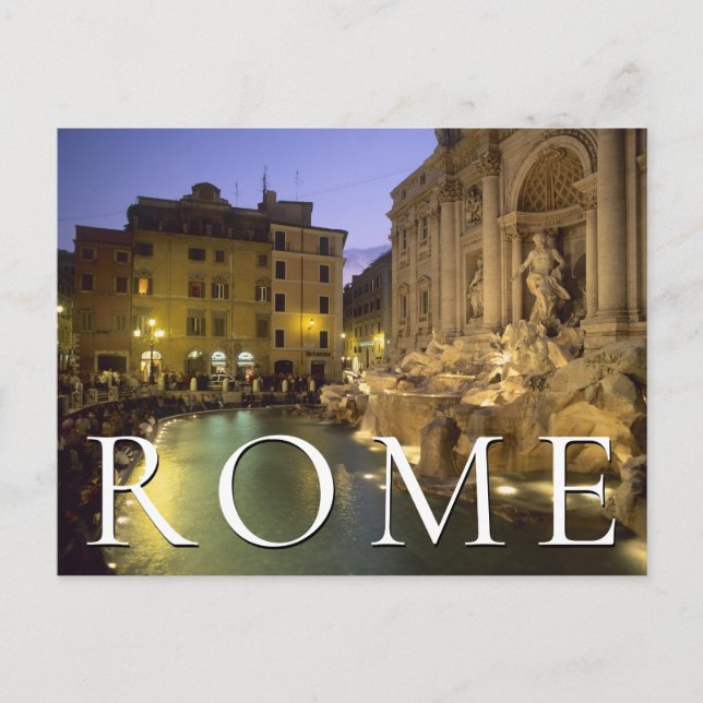 Carte Postale Fontaine de Trevi la nuit | Rome, Italie | MERCI (Devant)