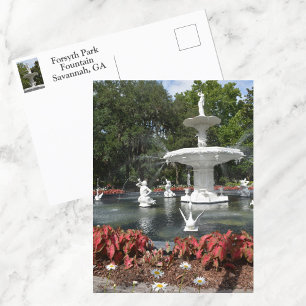 Carte Postale Fontaine du parc Forsyth Savannah GA photographiqu
