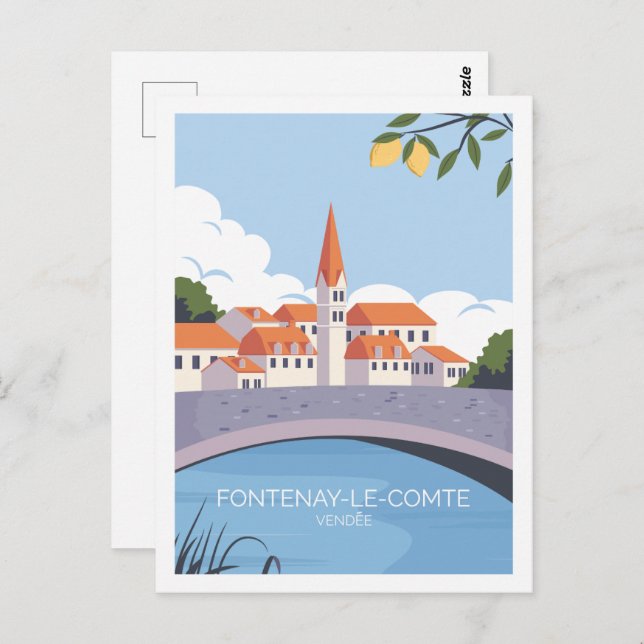Carte Postale Fontenay le comte Illustration du célèbre lieu de  (Devant / Derrière)