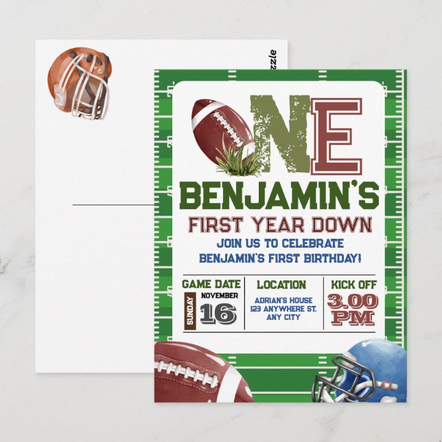 Carte Postale Football 1re année anniversaire de descente (Devant / Derrière)