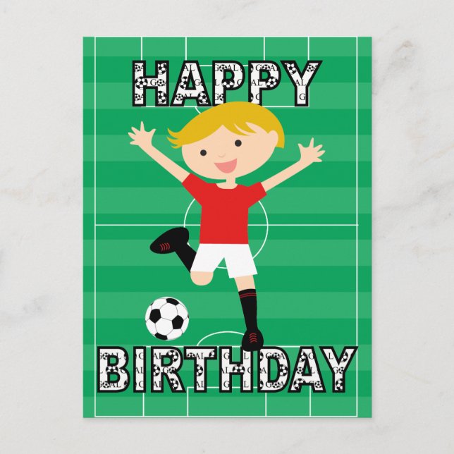 Carte Postale Football Anniversaire Garçon 1 Rouge et Blanc (Devant)