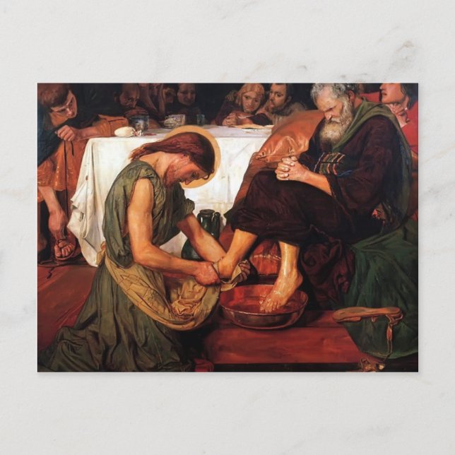 Carte Postale Ford Madox Brown - Jésus lavant les pieds de Pierr (Devant)