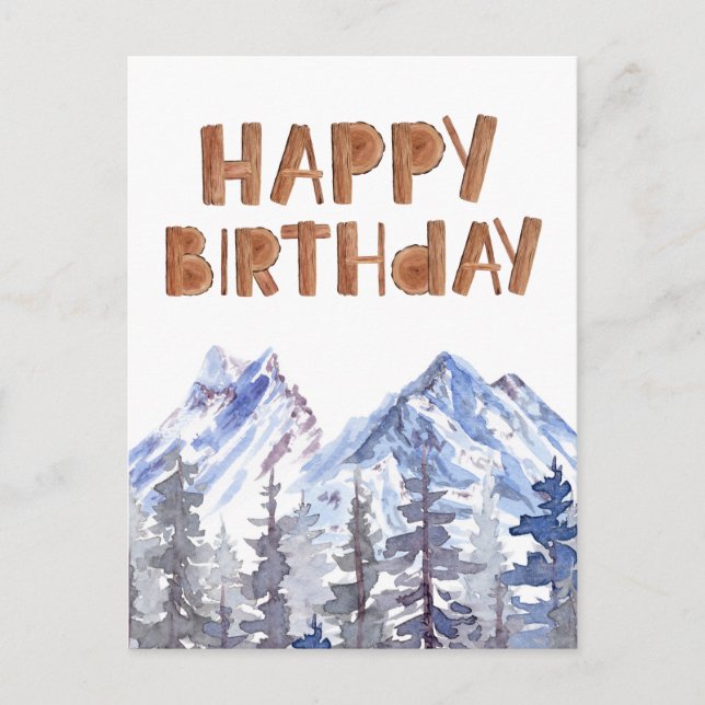 Carte Postale Forêt boisée d'hiver unique "Joyeux anniversaire" (Devant)