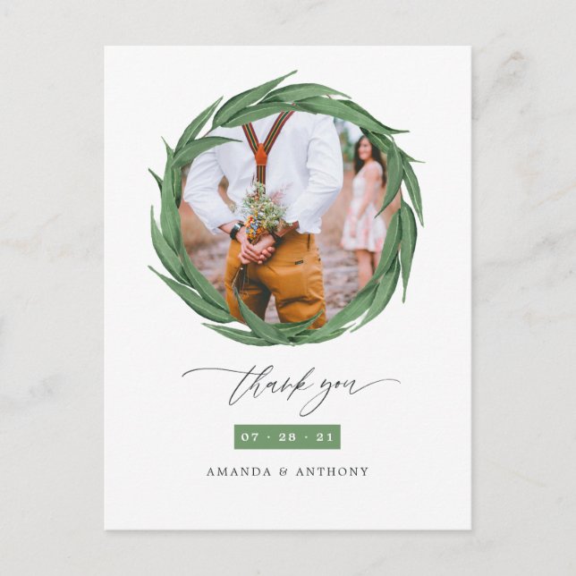 Carte Postale Forêt de bois Végétation Mariage Merci (Devant)
